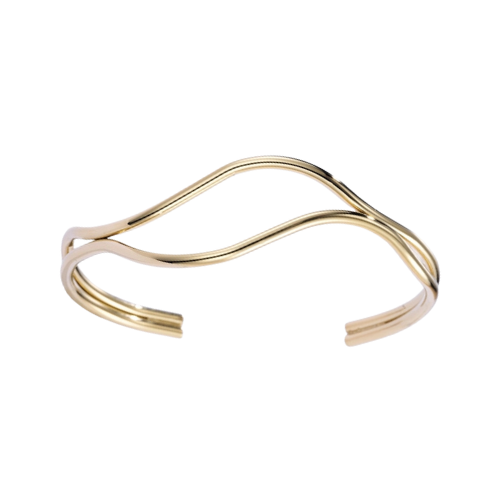 Goudkleurige verstelbare bangle van stainless steel - minimalistische dames armband