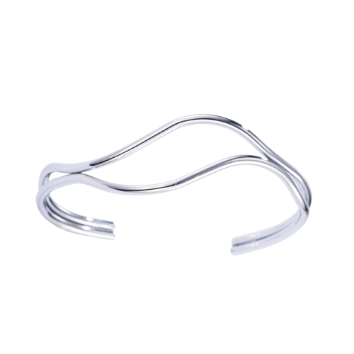 Zilverkleurige verstelbare bangle van stainless steel - minimalistische dames armband