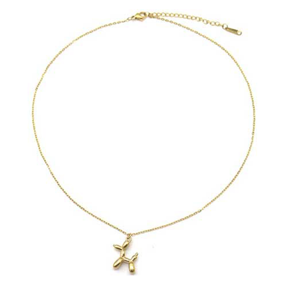 Goudkleurige RVS ketting met ballon hond hanger – subtiel en dagelijks draagbaar sieraad.